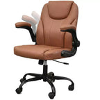 Pinmoco Ergonomic Executive Computer Desk Chair with Double-Layer Cushion, Gaming Chair with Wheels and Flip-Up Armrest, PU Leather