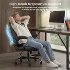 Pinmoco Ergonomic Executive Computer Desk Chair with Double-Layer Cushion, Gaming Chair with Wheels and Flip-Up Armrest, PU Leather