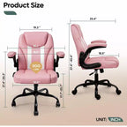Pinmoco Ergonomic Executive Computer Desk Chair with Double-Layer Cushion, Gaming Chair with Wheels and Flip-Up Armrest, PU Leather