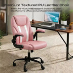 Pinmoco Ergonomic Executive Computer Desk Chair with Double-Layer Cushion, Gaming Chair with Wheels and Flip-Up Armrest, PU Leather