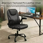 Pinmoco Ergonomic Executive Computer Desk Chair with Double-Layer Cushion, Gaming Chair with Wheels and Flip-Up Armrest, PU Leather