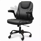 Pinmoco Ergonomic Executive Computer Desk Chair with Double-Layer Cushion, Gaming Chair with Wheels and Flip-Up Armrest, PU Leather