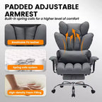 Big and Tall Office Chair w/Footrest, High Back Executive Desk Chair, 155ReclineLumbar Support Pillow, Faux Leather Gaming Chairs for Home