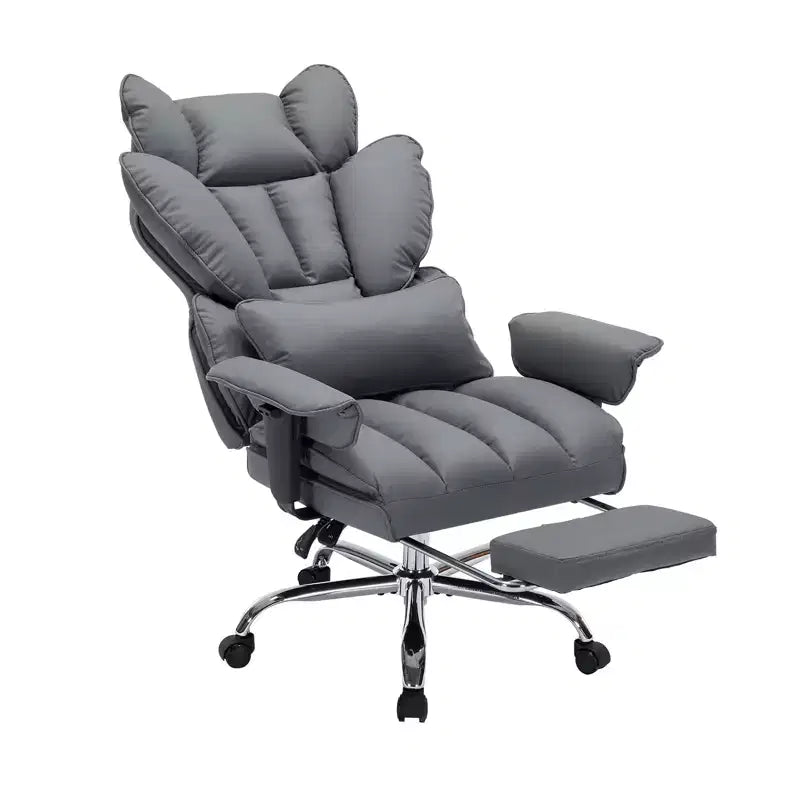 Big and Tall Office Chair w/Footrest, High Back Executive Desk Chair, 155ReclineLumbar Support Pillow, Faux Leather Gaming Chairs for Home