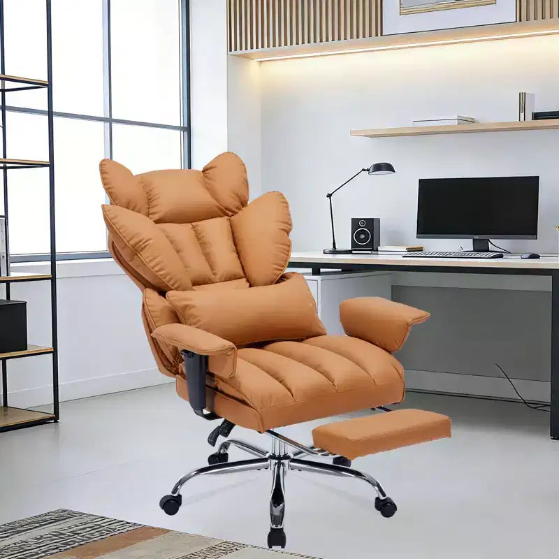 Big and Tall Office Chair w/Footrest, High Back Executive Desk Chair, 155ReclineLumbar Support Pillow, Faux Leather Gaming Chairs for Home