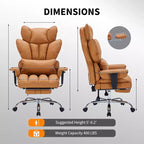 Big and Tall Office Chair w/Footrest, High Back Executive Desk Chair, 155ReclineLumbar Support Pillow, Faux Leather Gaming Chairs for Home