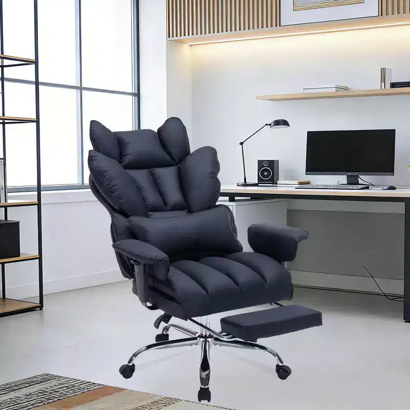 Big and Tall Office Chair w/Footrest, High Back Executive Desk Chair, 155ReclineLumbar Support Pillow, Faux Leather Gaming Chairs for Home