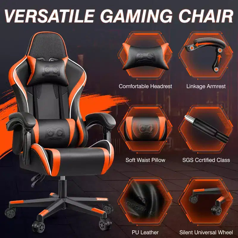 KERDOM Executive Leather Office Chair, Ergonomic Office Chair High Back Lumbar Support with Padded Armrests