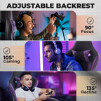 Ora Maison Ergonomic Gaming Chair with Footrest and Massage Lumbar, Height Adjustable Swivel Computer Chair for Adults, 300lb Capacity, Purple