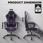 Ora Maison Ergonomic Gaming Chair with Footrest and Massage Lumbar, Height Adjustable Swivel Computer Chair for Adults, 300lb Capacity, Purple