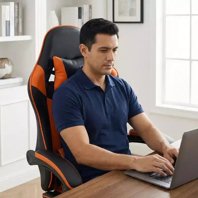 Gaming Chair with Footrest, Ergonomic Computer Chair with Headrest & Lumbar Support, Breathable Height Adjustable Game Chair for Home&Office