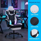 LauKingdom Gaming Chair with Footrest, Ergonomic High-Back Gamer Chair, Adjustable Headrest & Lumbar, PU Leather Racing Style for Office & Home
