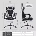 LauKingdom Gaming Chair with Footrest, Ergonomic High-Back Gamer Chair, Adjustable Headrest & Lumbar, PU Leather Racing Style for Office & Home