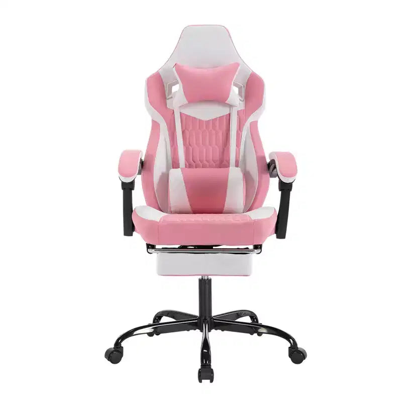 LauKingdom Gaming Chair with Footrest, Ergonomic High-Back Gamer Chair, Adjustable Headrest & Lumbar, PU Leather Racing Style for Office & Home