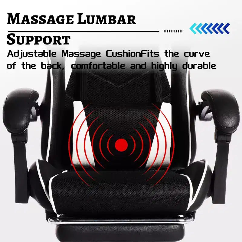 PU Gaming Chair with Reclining Backrest and Retractable Footrest, High Back Swivel Computer Desk Chair for Gamers & Home Office-Panipeachy