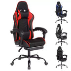 PU Gaming Chair with Reclining Backrest and Retractable Footrest, High Back Swivel Computer Desk Chair for Gamers & Home Office-Panipeachy