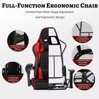 PU Gaming Chair with Reclining Backrest and Retractable Footrest, High Back Swivel Computer Desk Chair for Gamers & Home Office-Panipeachy