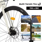 NAYSAYE 700C Road Bike 16 Speed Lightweight Aluminum Frame Bicycle with Dual Disc Brakes for Men and Women, 68*18*37.5