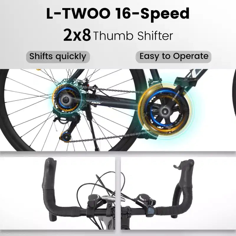 NAYSAYE 700C Road Bike 16 Speed Lightweight Aluminum Frame Bicycle with Dual Disc Brakes for Men and Women, 68*18*37.5