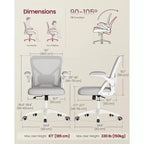 VASAGLE Ergonomic Mesh Office Chair with Adjustable Lumbar Support, 90-105 Tilt Function, Wide Seat, FlipUp Armrests