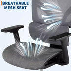 Mesh Ergonomic Office Chair with 4D Armrests Dynamic Lumbar High Back Recline Slide Seat Headrest Silent Wheels for Home Study Gaming