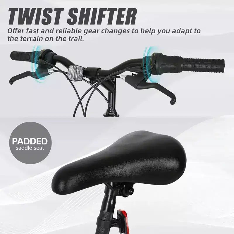 Hykolity 26 inch Mountain Bike, 18-Speed Outdoor Cycling Bike, High Carbon Steel Frame, MTB Bicycle for Men and Women, Dual Full Suspension, Black