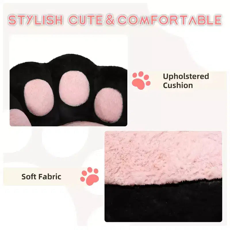 Vanity Chair with Cat Back, Height Adjustable Swivel Chair, Cute Teddy Fabric Rolling Desk Chair for Bedroom Office