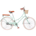 NAYSAYE Women Beach Cruiser Bike with Front Basket & Sturdy Frame for Comfortable Outdoor City Commuting, Green, 63.98*24.53*38.82