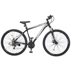 NAYSAYE 29 Inch Mountain Bike with 21 Speeds Front Suspension Dual Disc Brakes for Outdoor Trail Riding Adventure, White Black, 56.3*8.66*30.71