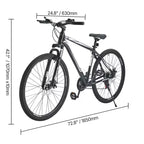 NAYSAYE 29 Inch Mountain Bike with 21 Speeds Front Suspension Dual Disc Brakes for Outdoor Trail Riding Adventure, White Black, 56.3*8.66*30.71