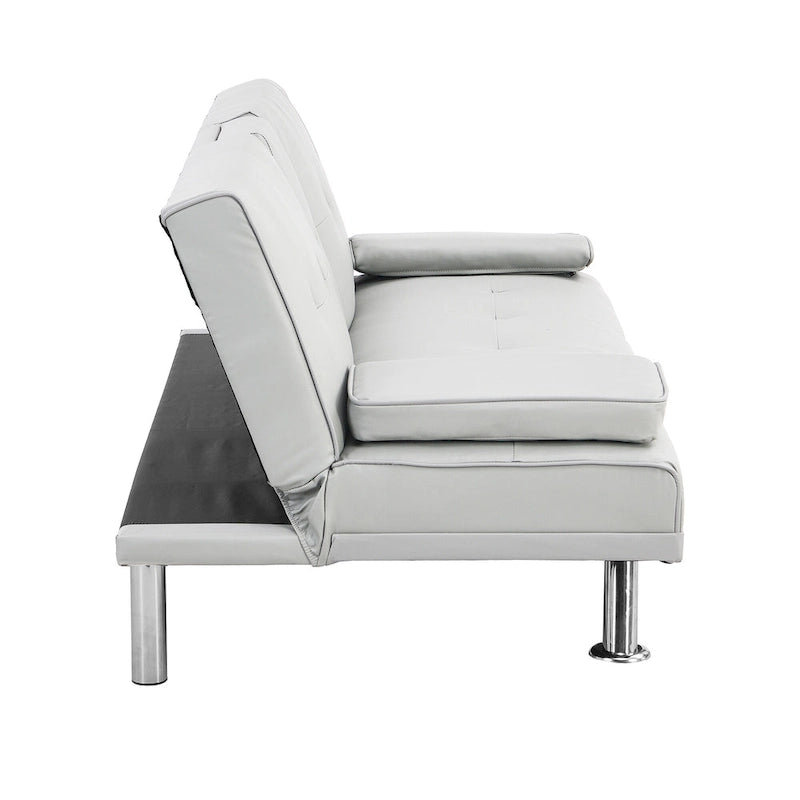 66.1 PVC Loveseat Sofa Bed with Wood Frame and Stainless Legs