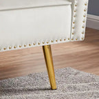 Velvet Tufted Sofa Couch with 2 Pillows and Nailhead Trim