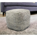 18 Gray Wool Cube Pouf Ottoman