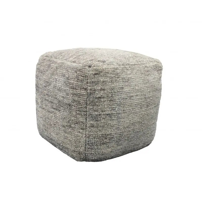 18 Gray Wool Cube Pouf Ottoman