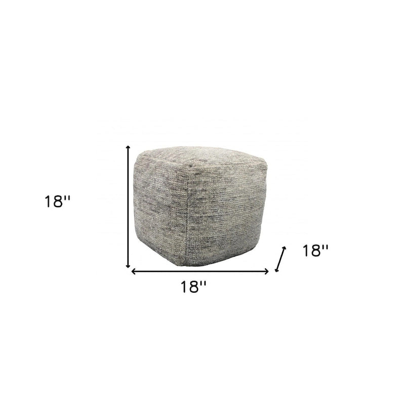 18 Gray Wool Cube Pouf Ottoman