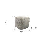 18 Gray Wool Cube Pouf Ottoman