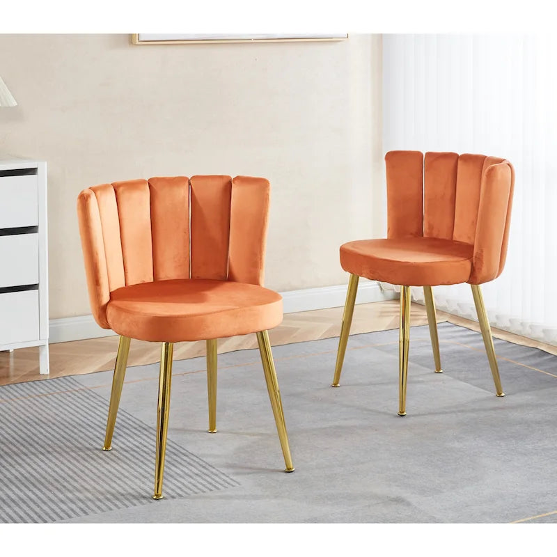 Velvet Dining Chairs with Gold Legs (Set of 2)