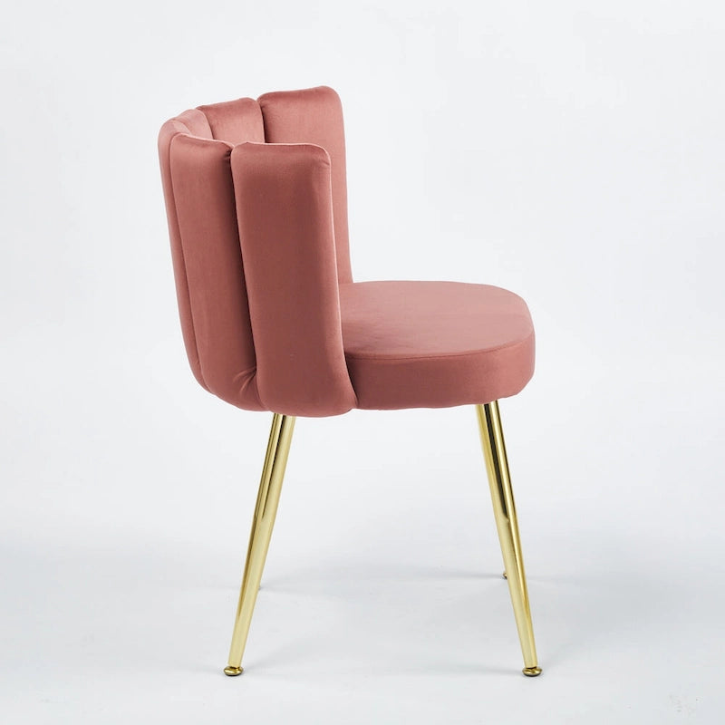 Velvet Dining Chairs with Gold Legs (Set of 2)