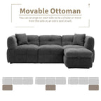 Sectional Sofa, L-Shape Couch with Movable Storage Ottoman 2 USB Ports and 2 Pillows Upholstered Tufted Couch for Living Room