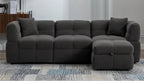 Sectional Sofa, L-Shape Couch with Movable Storage Ottoman 2 USB Ports and 2 Pillows Upholstered Tufted Couch for Living Room