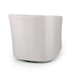 Swivel Accent Chair, Classic Round Barrel Style, Wheat Beige Fabric