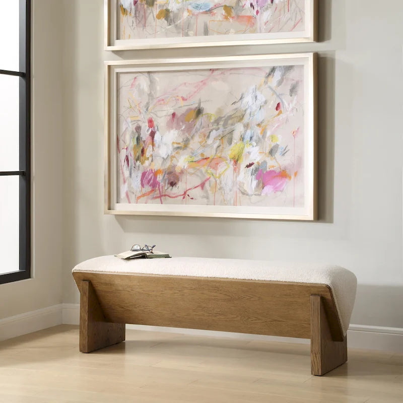 59 Wide Wood Framed Polyester Bench