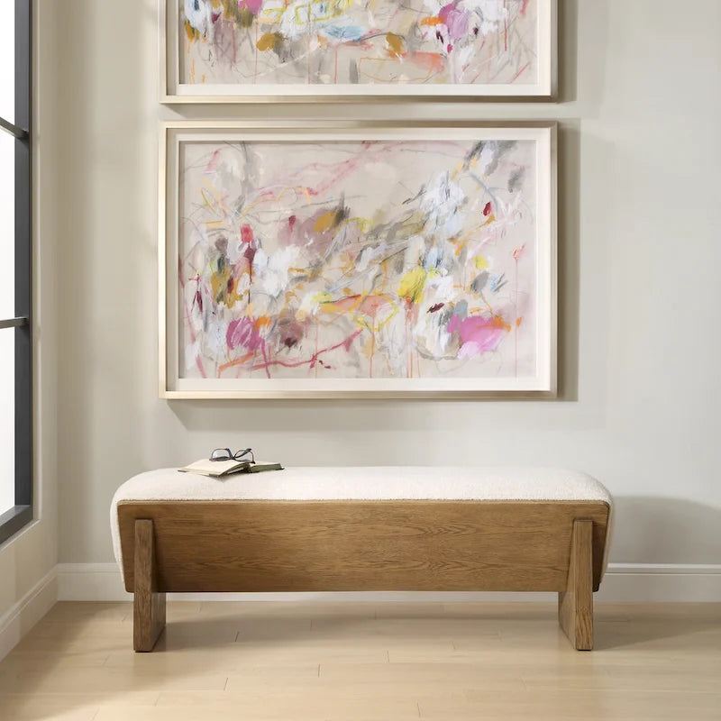 59 Wide Wood Framed Polyester Bench