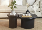 Modern Round Coffee Table Set Double Table Coffee Table with Fluted Table Leg, for Living Room