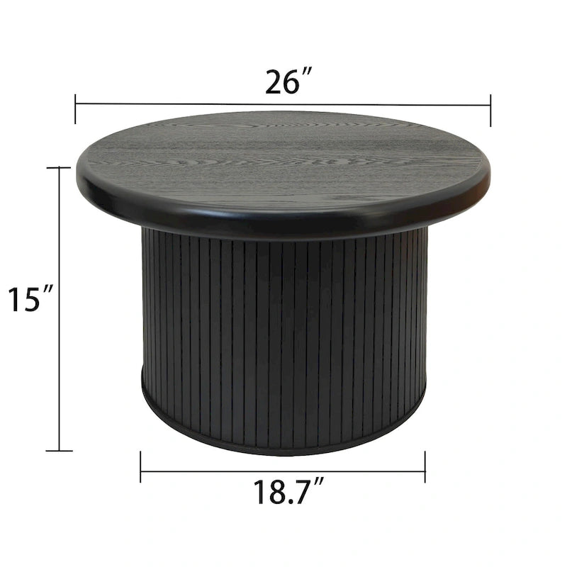 Modern Round Coffee Table Set Double Table Coffee Table with Fluted Table Leg, for Living Room