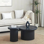 Modern Round Coffee Table Set Double Table Coffee Table with Fluted Table Leg, for Living Room