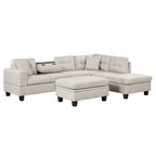 Modern L-Shape Sectional Sofa with Storage Ottoman, Reversible Chaise, Two Pillows, and Cup Holder