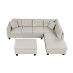 Modern L-Shape Sectional Sofa with Storage Ottoman, Reversible Chaise, Two Pillows, and Cup Holder
