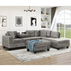 Modern L-Shape Sectional Sofa with Storage Ottoman, Reversible Chaise, Two Pillows, and Cup Holder
