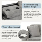 Modern L-Shape Sectional Sofa with Storage Ottoman, Reversible Chaise, Two Pillows, and Cup Holder